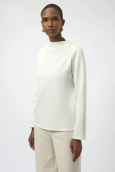 254034W  White Ponti Lite Straight Seam Top