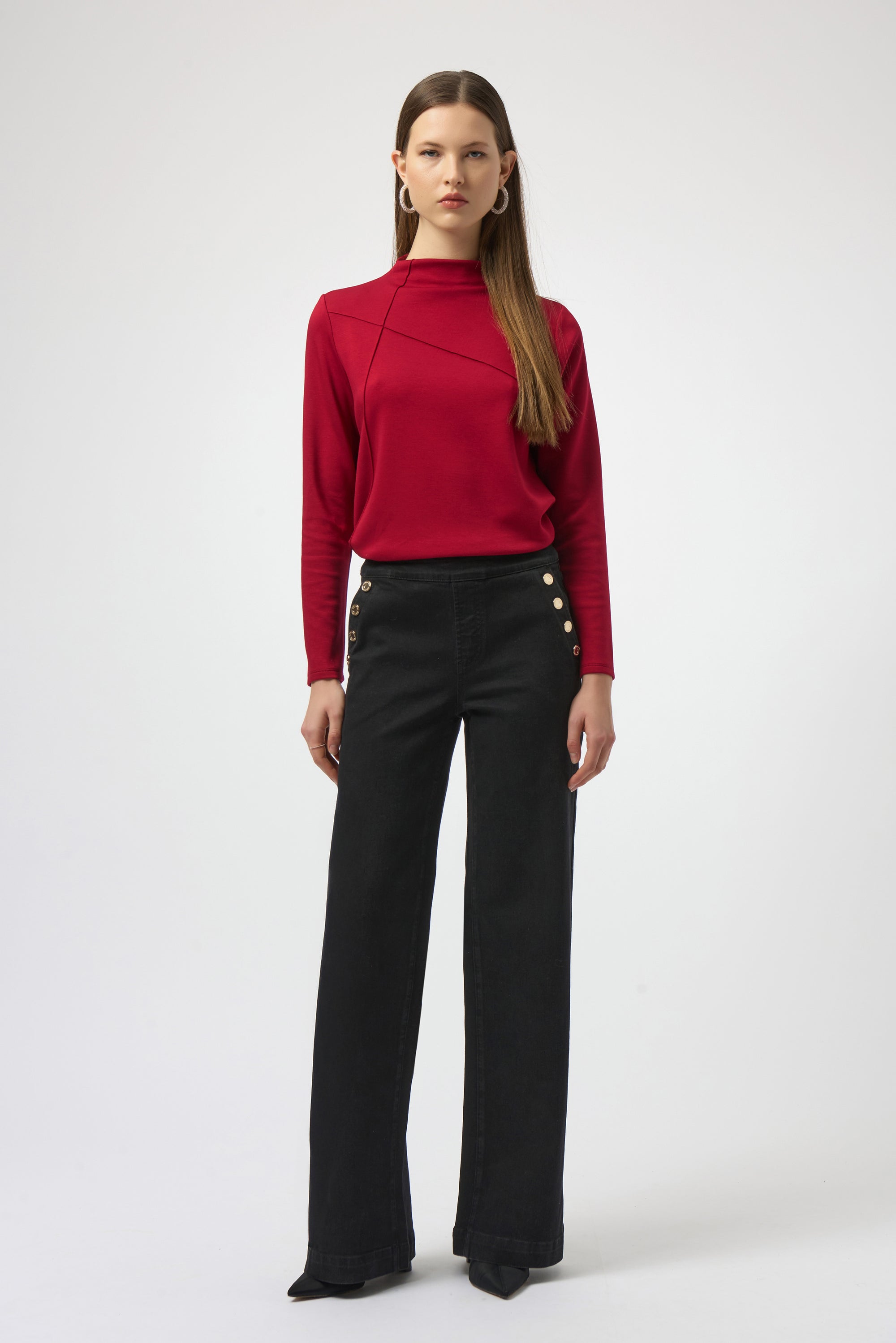 254034R Ruby Red Ponti Lite Straight Seam Top