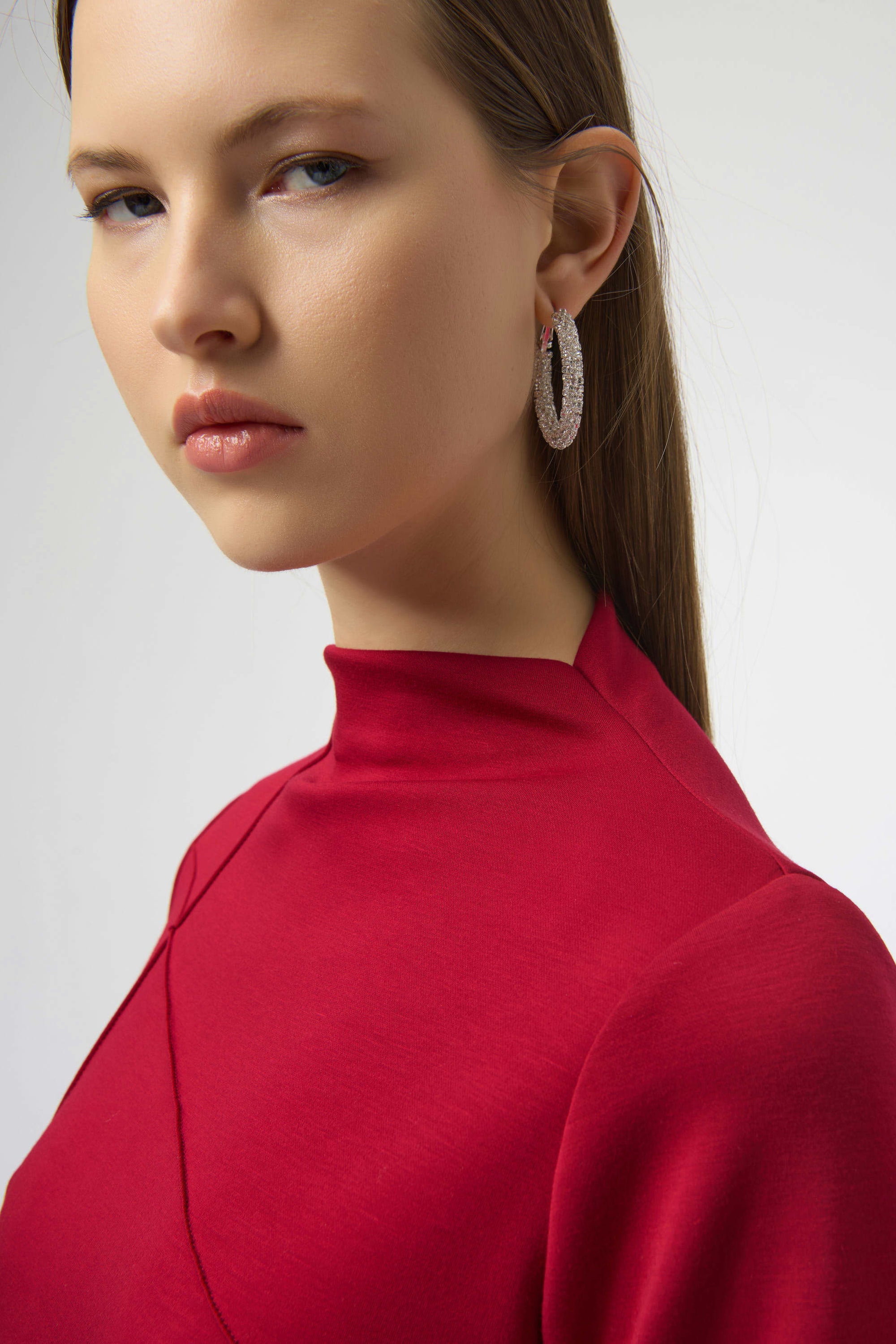 254034R Ruby Red Ponti Lite Straight Seam Top