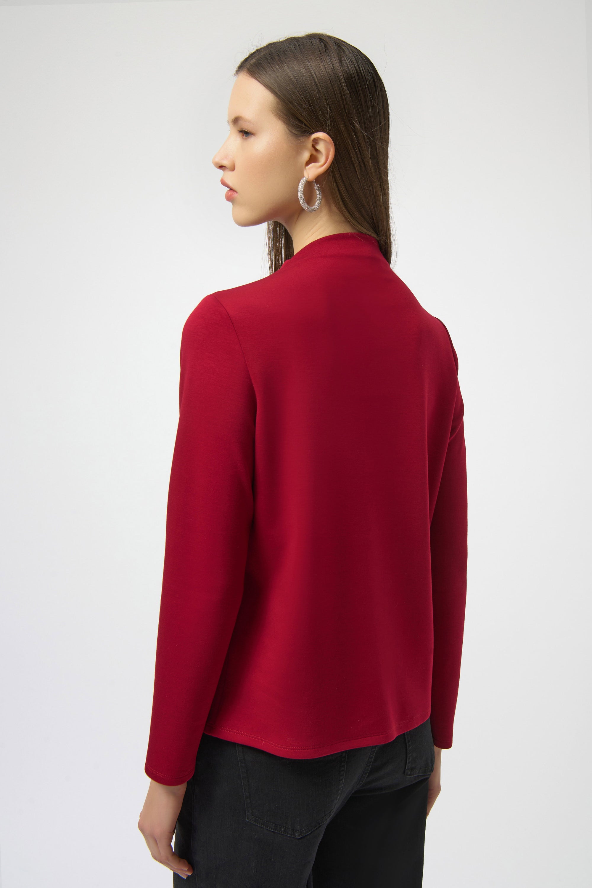 254034R Ruby Red Ponti Lite Straight Seam Top