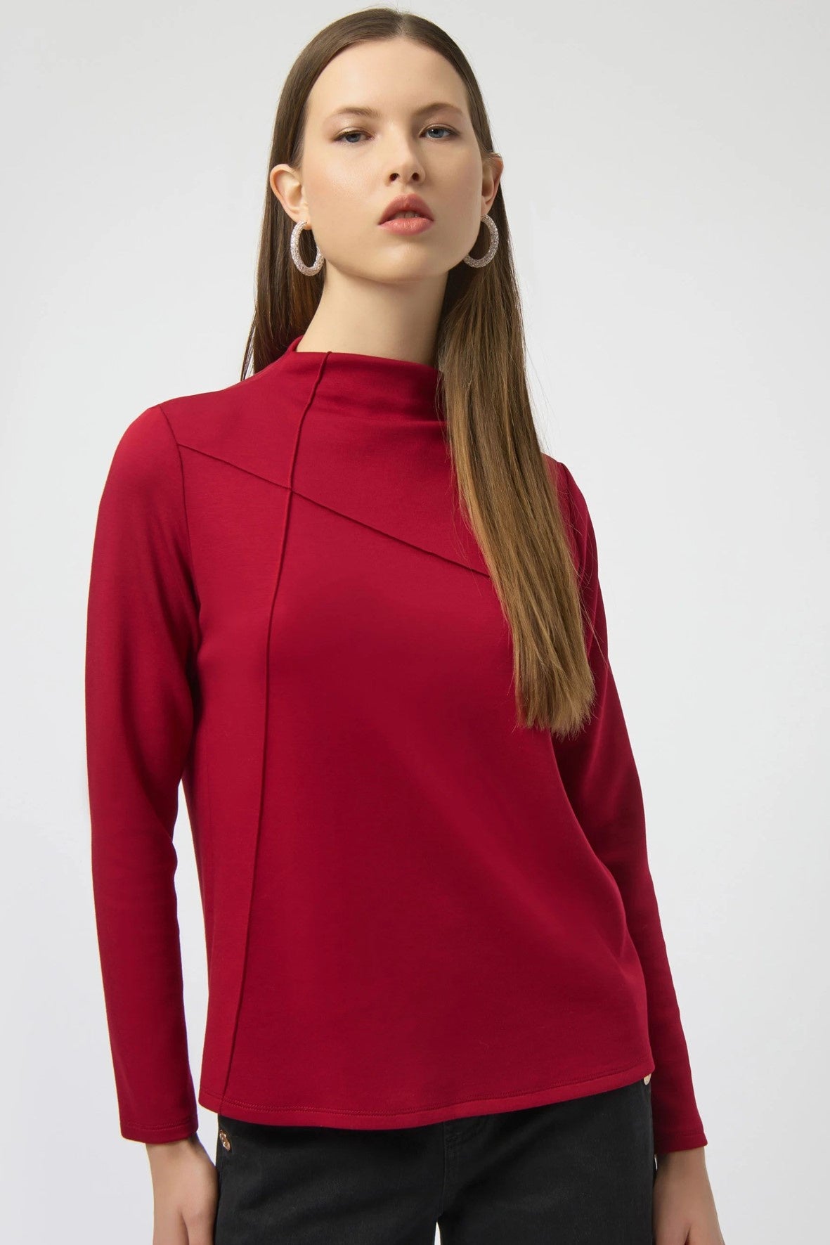 254034R Ruby Red Ponti Lite Straight Seam Top