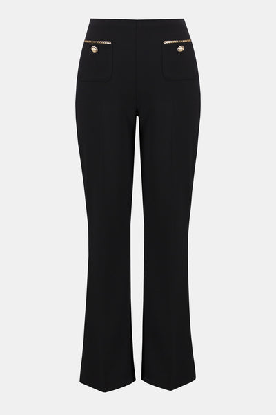 254043 Classic Taper Leg Gold Chain Trim Crepe Pant