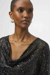 254137B Black Sequin and Silky Knit Evening Top