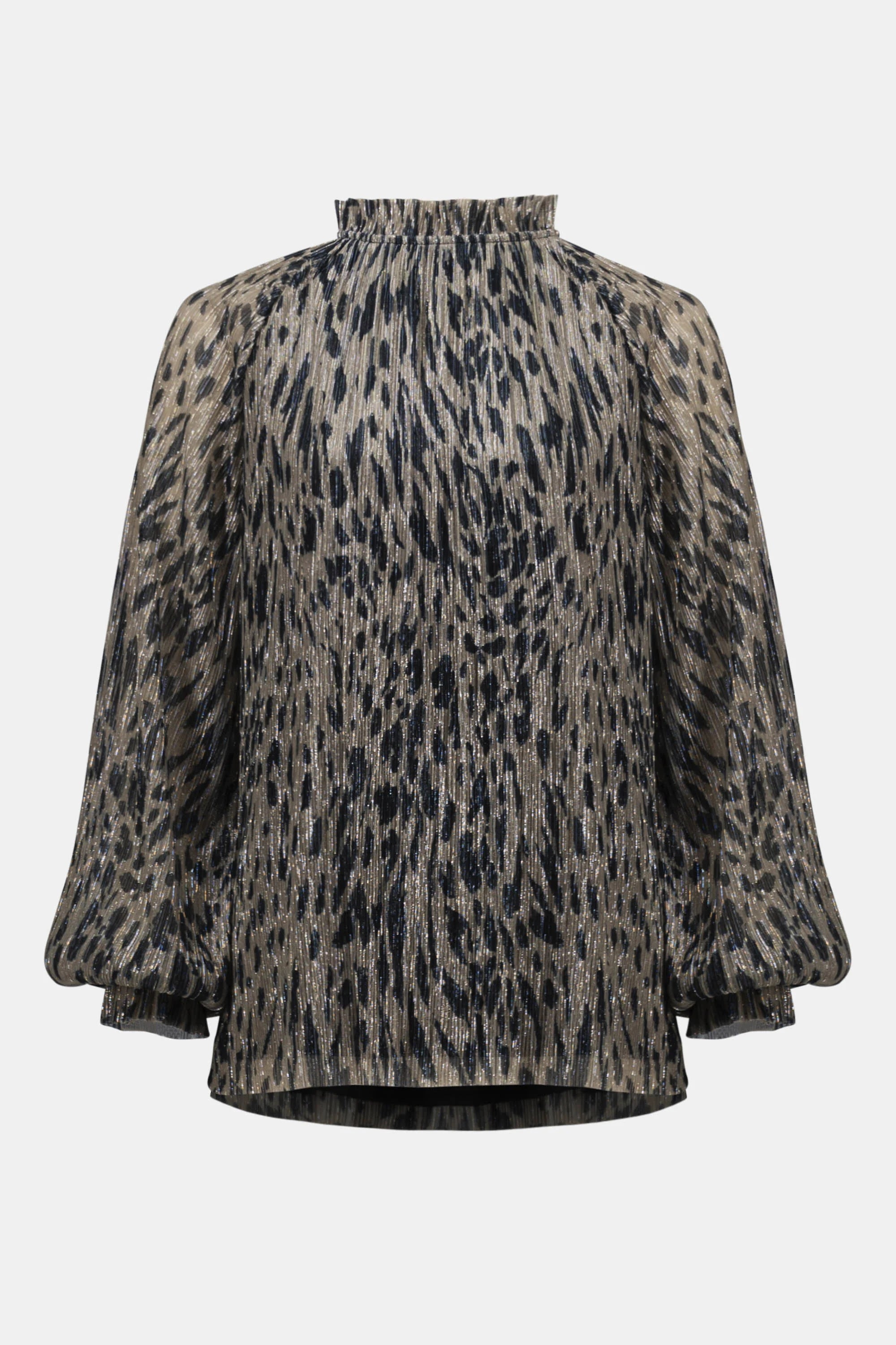 254140 Plissé Mesh Animal Print Pleat Blouse