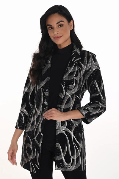 254148 Long Line Shimmer Knit Jacket