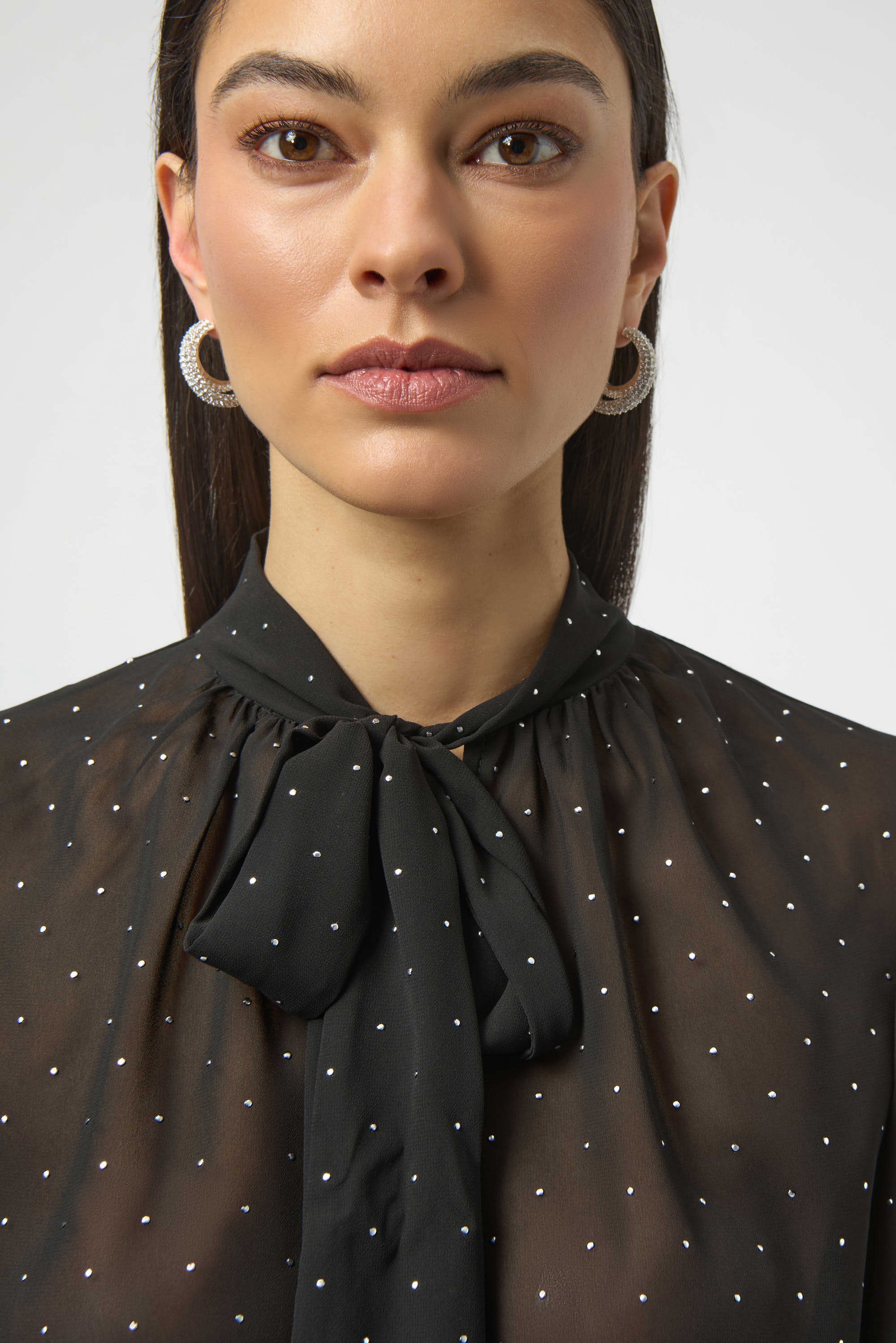 254200 Dew Drop Chiffon Tie Neck Blouse