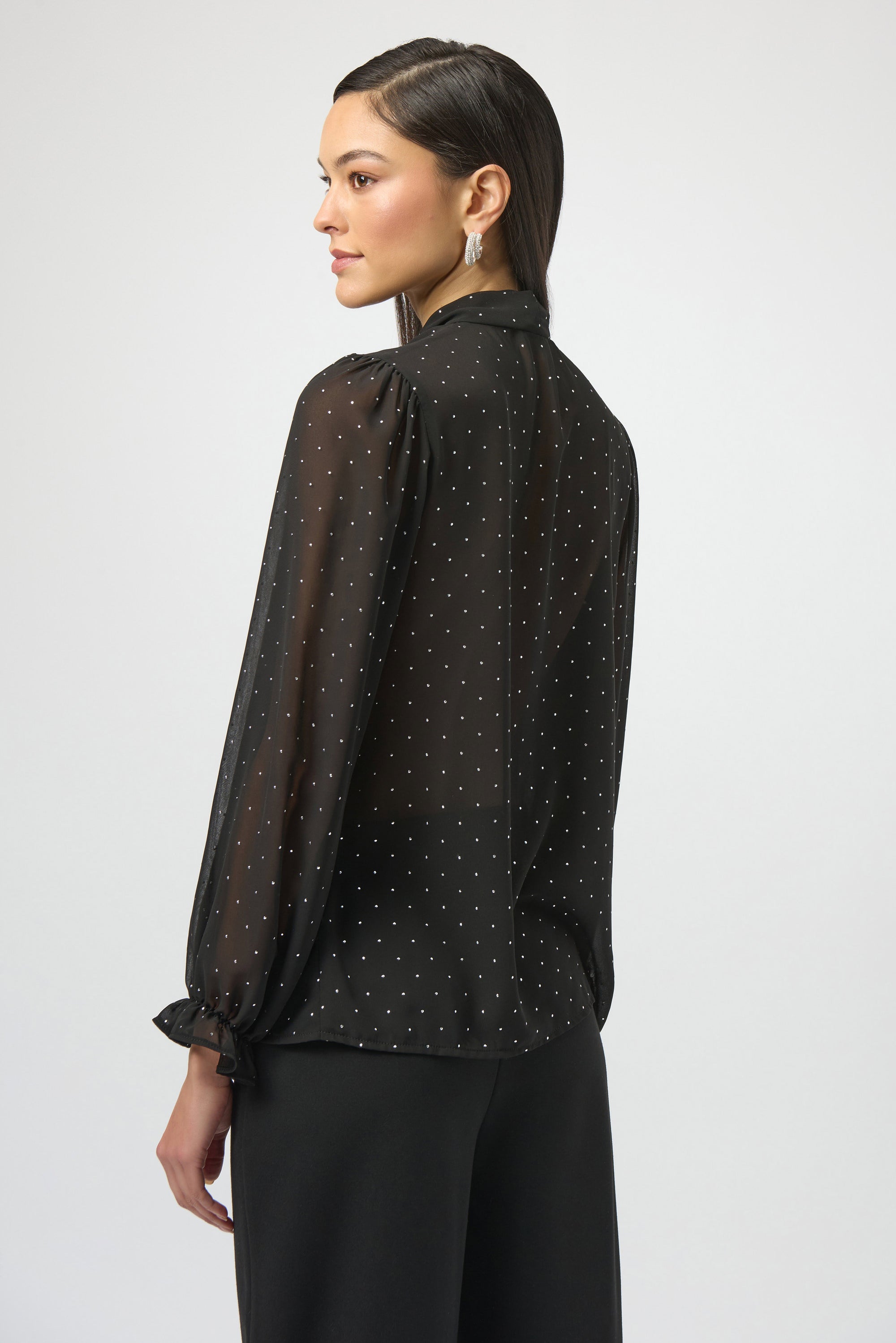 254200 Dew Drop Chiffon Tie Neck Blouse