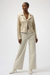 254925 Leatherette Notched Collar Button Front Jacket