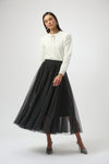 254927 Shimmer Tulle Mesh Layer Flared Skirt