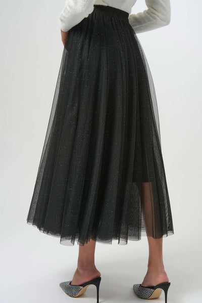 254927 Shimmer Tulle Mesh Layer Flared Skirt