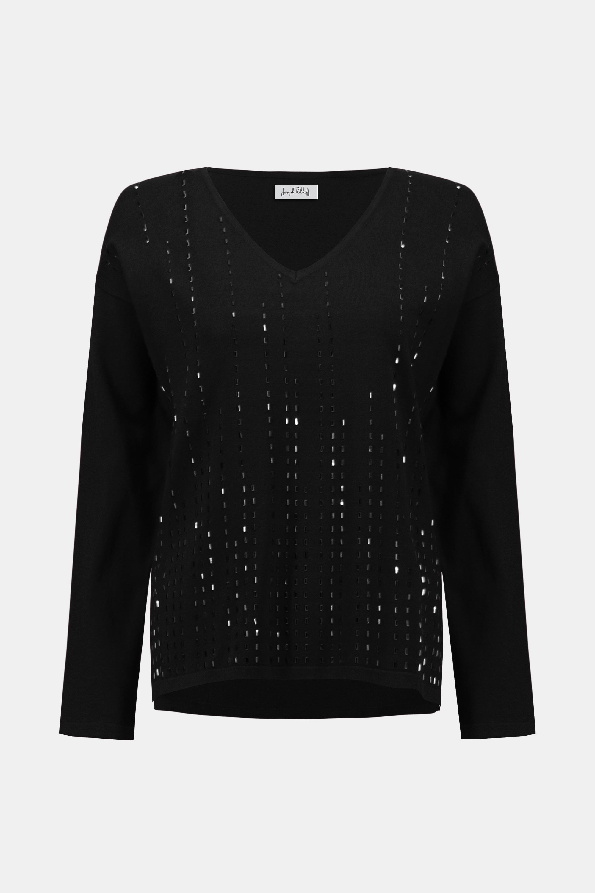 254966 Embellished V Neck Viscose Sweater