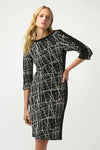 253093  Silky Knit Abstract Print Sheath Dress