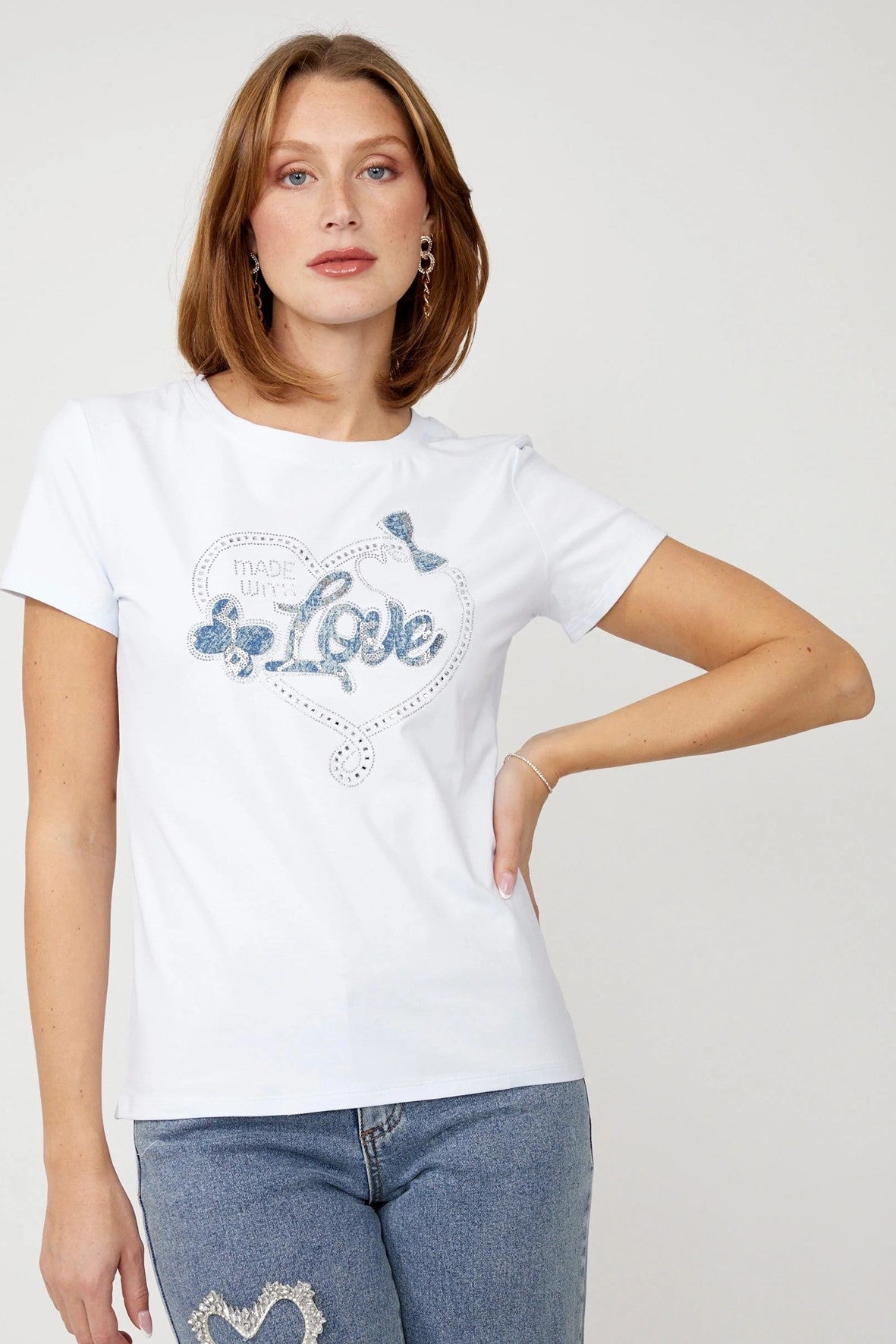 256818U Love Hotfix Print Tee