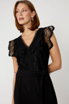 256821 Formal V-neck Lace Trim Jumpsuit