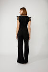 256821 Formal V-neck Lace Trim Jumpsuit