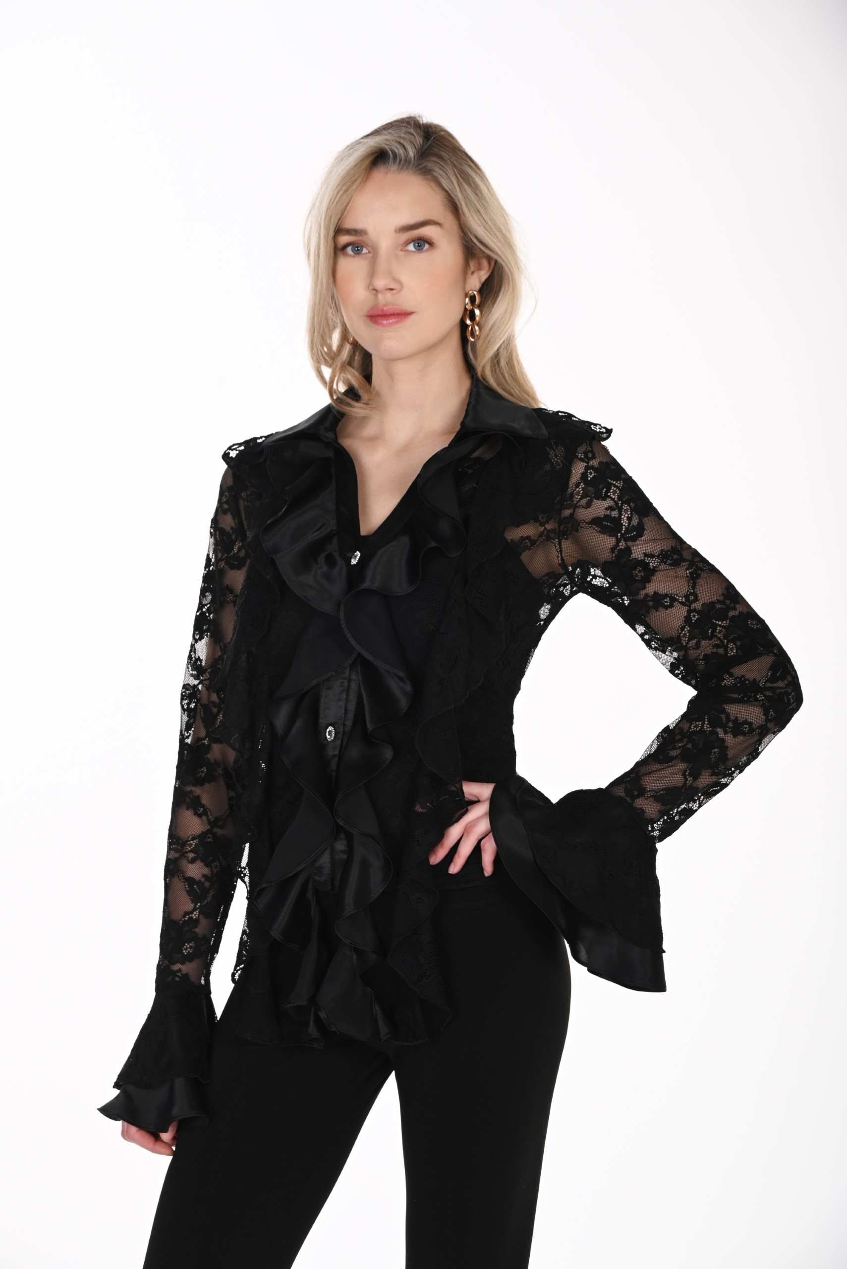 FL264331 French Lace Ruffle Bouse