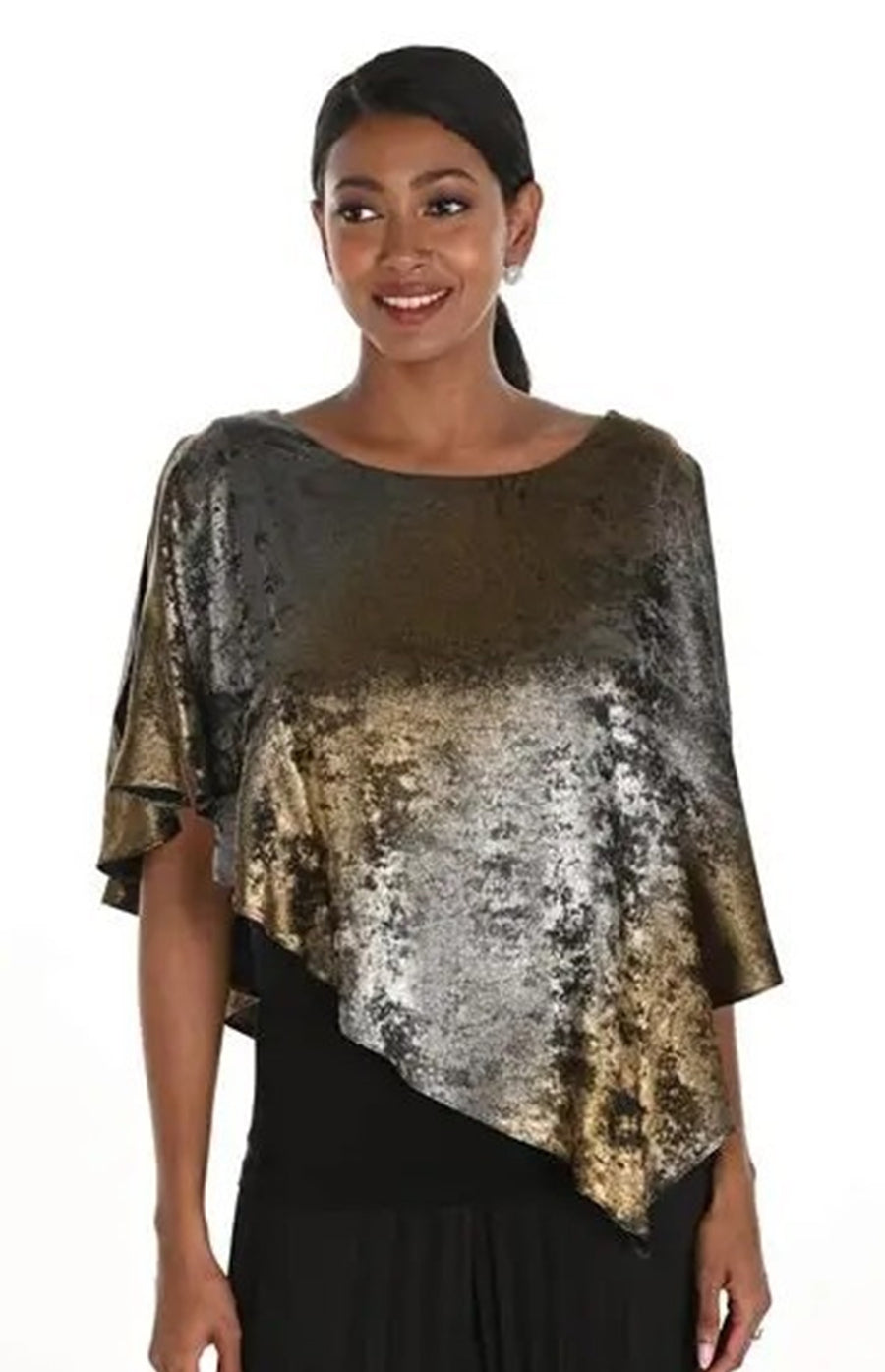 259128 Gold Foil Shimmer Evening Top