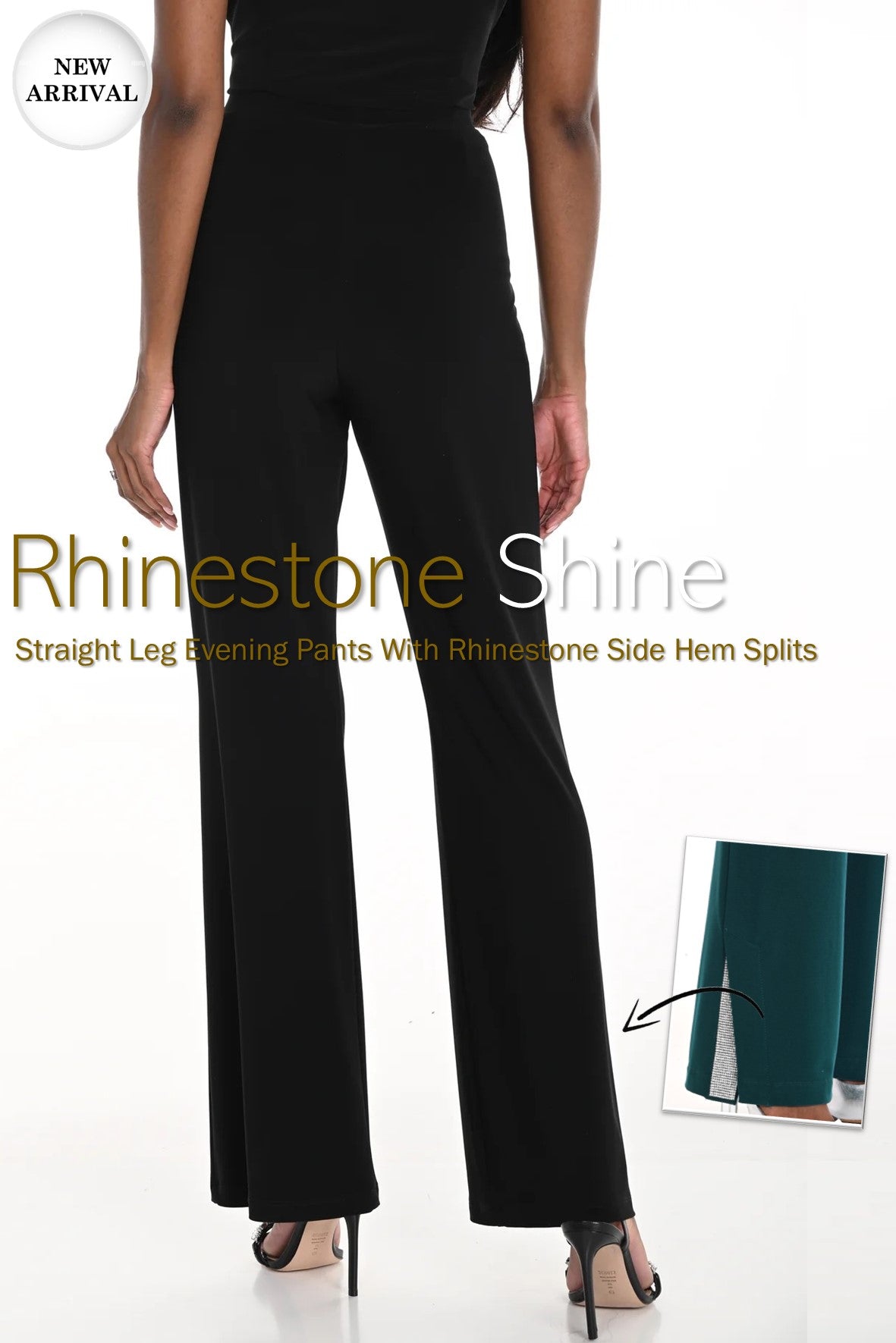 259140 Fine Rhinestone Side Split Trouser