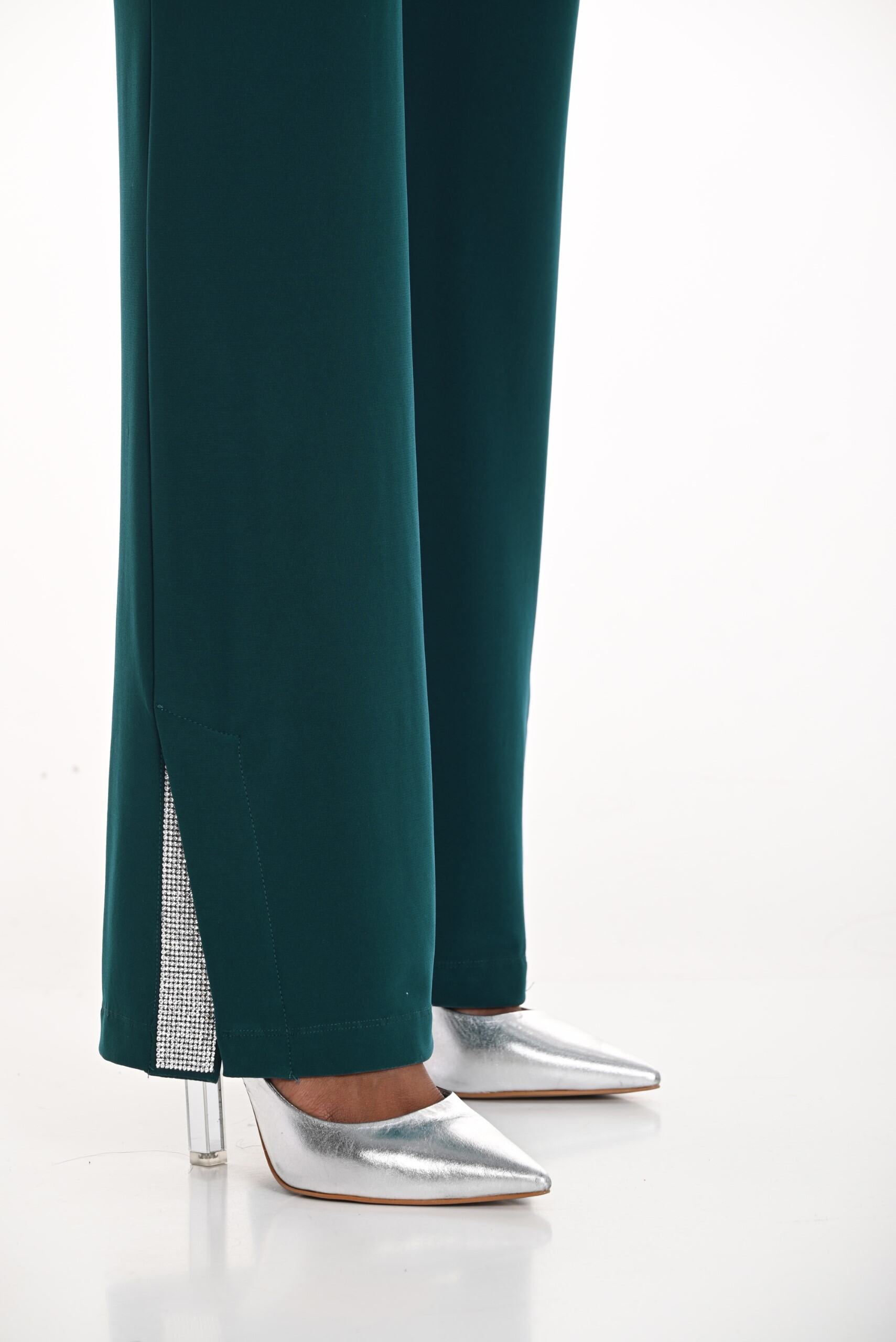 259140 Fine Rhinestone Side Split Trouser