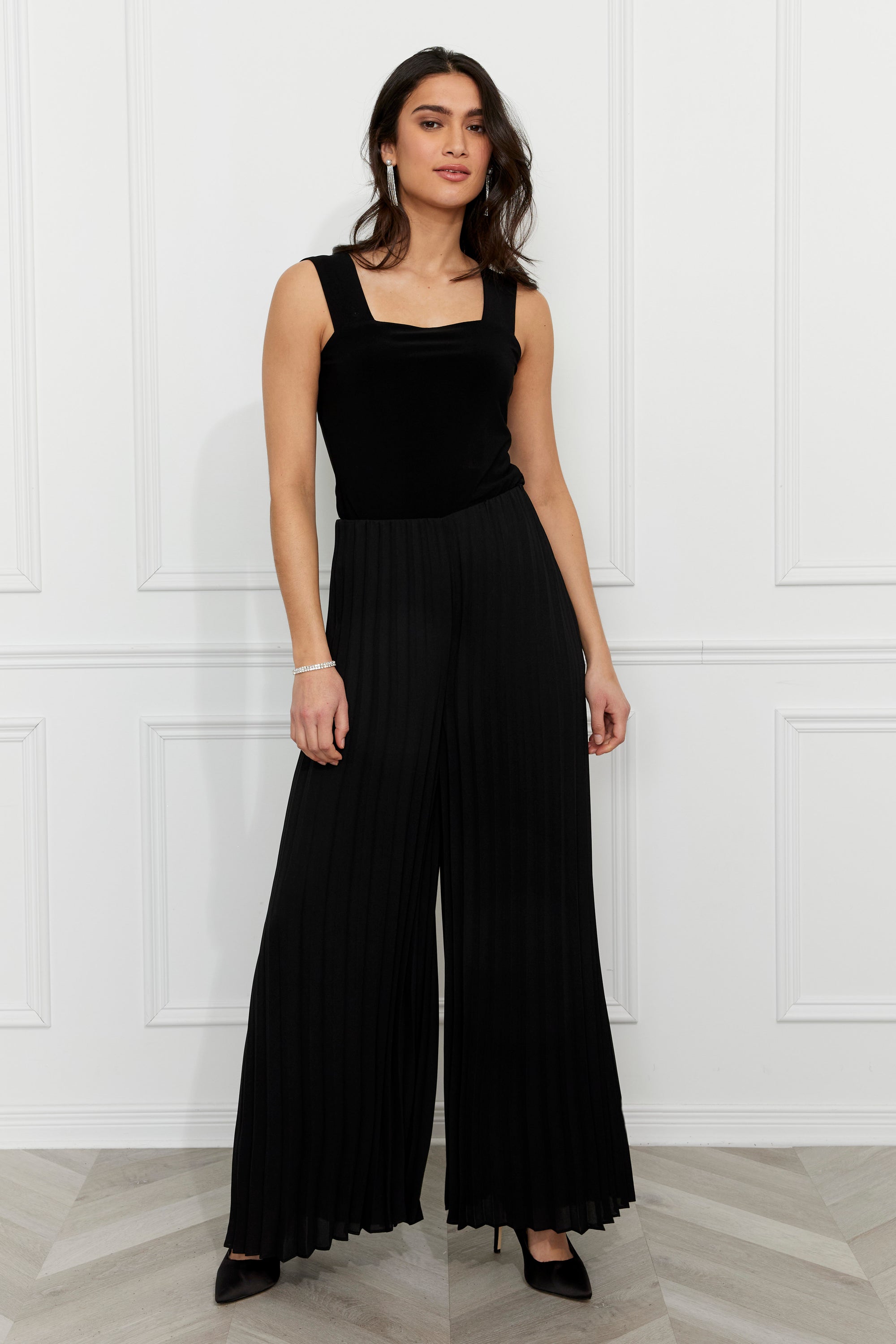 259252 Wide Leg Pleated Chiffon Trouser