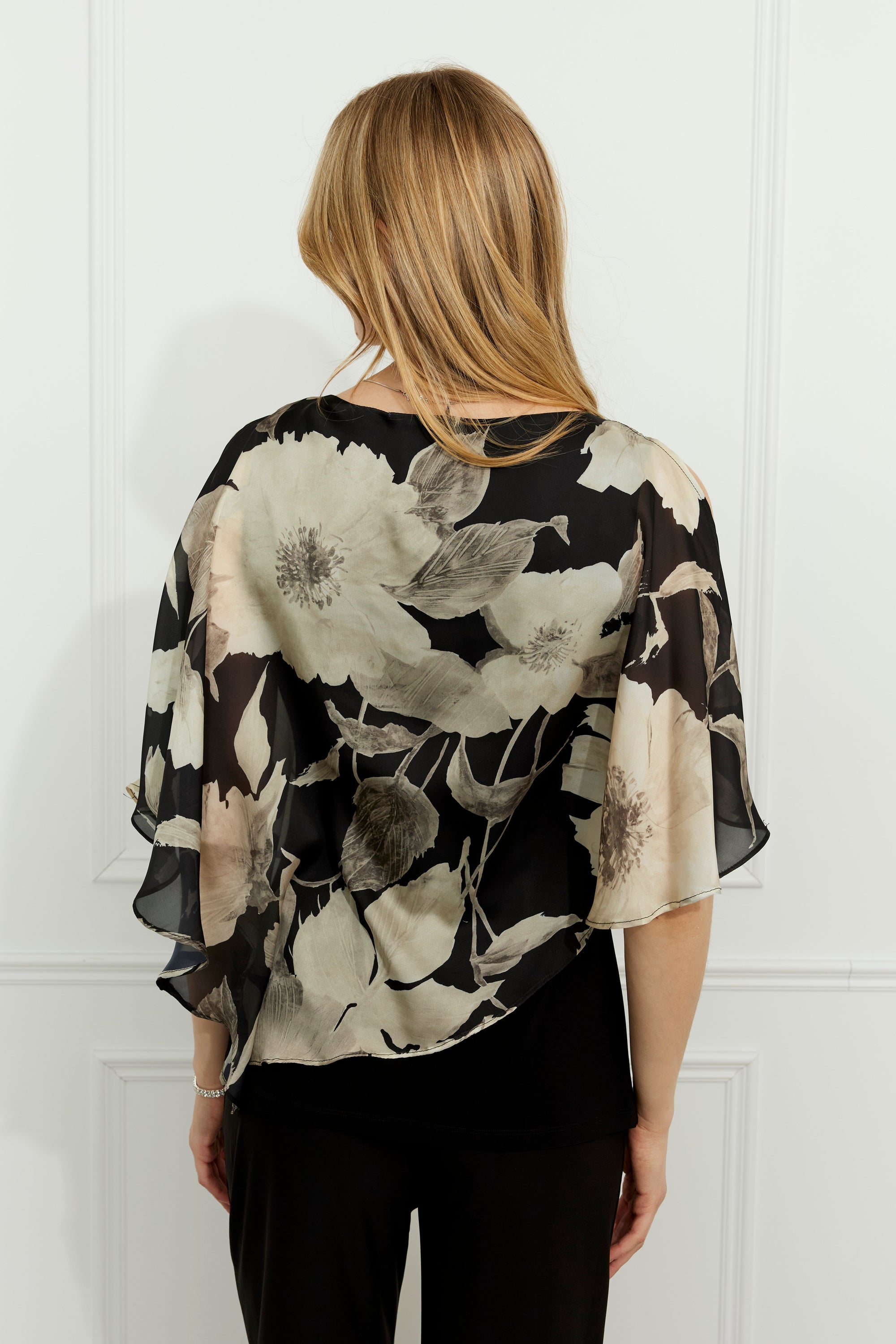 259343 Silky Shawl Style Evening Top With Necklace