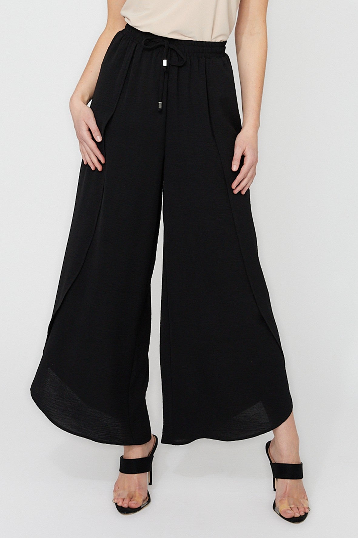 FL261392 Curve Layer Wide Leg Tie Pant