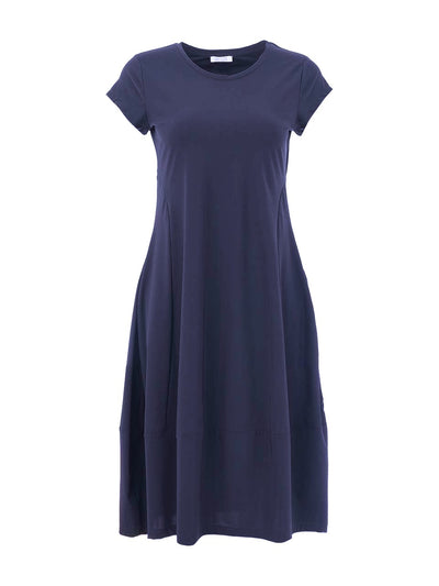 DC26141 Pacific Blue Eurojersey Cap Sleeve A-Line Pocketed Dress