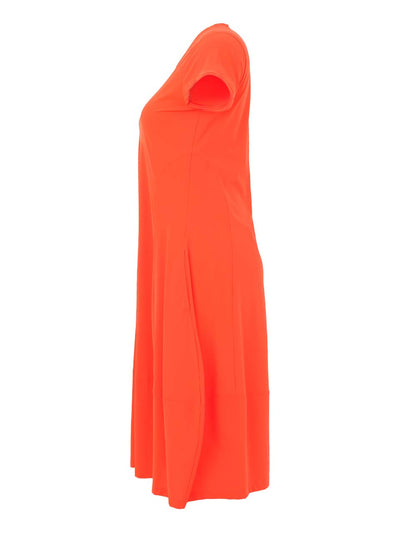 DC26141 CORAL Eurojersey Cap Sleeve A-Line Pocketed Dress