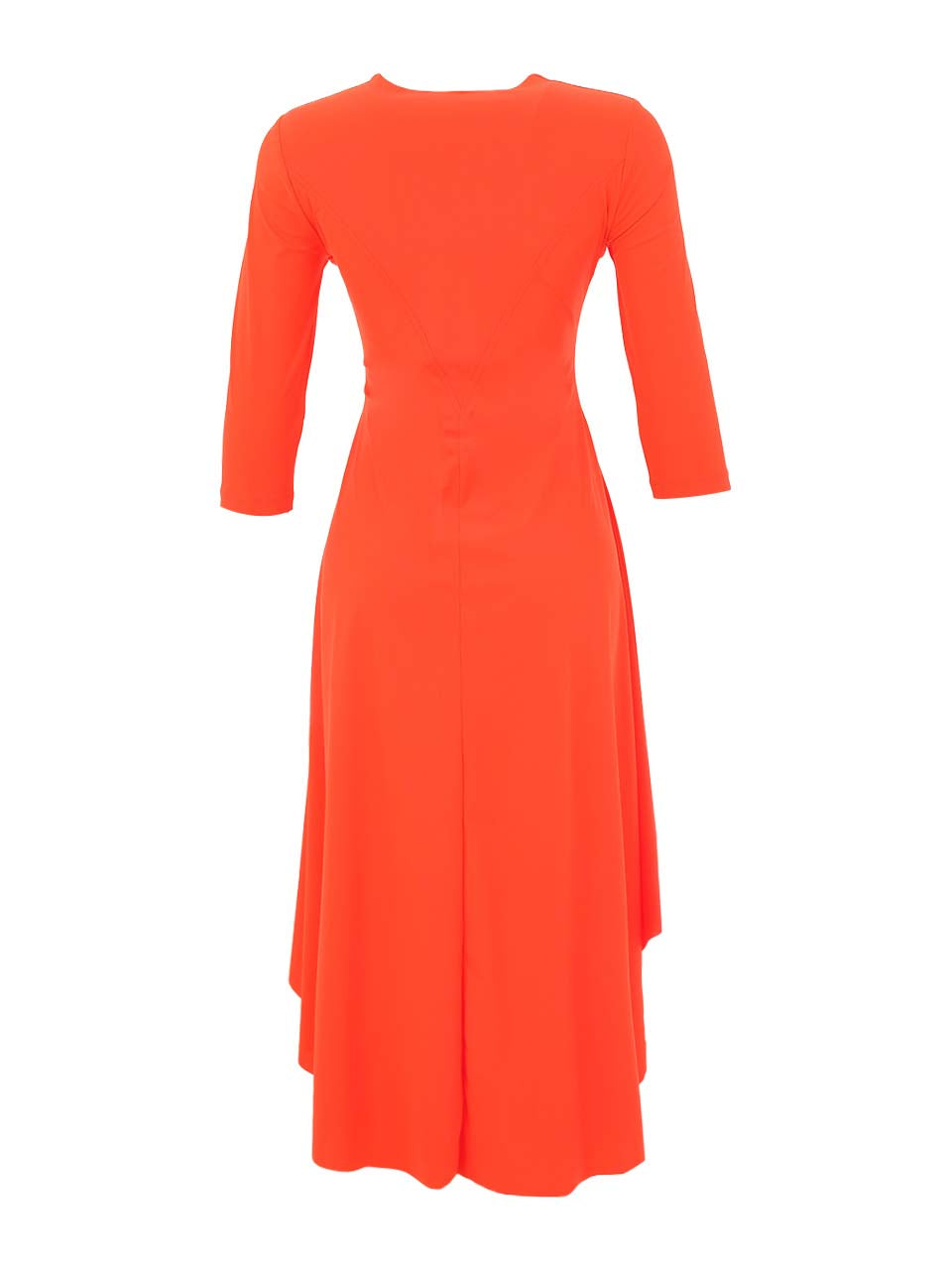 DC26143  CORAL Eurojersey V-Neck 3/4 Sleeve Full Skirt Dress