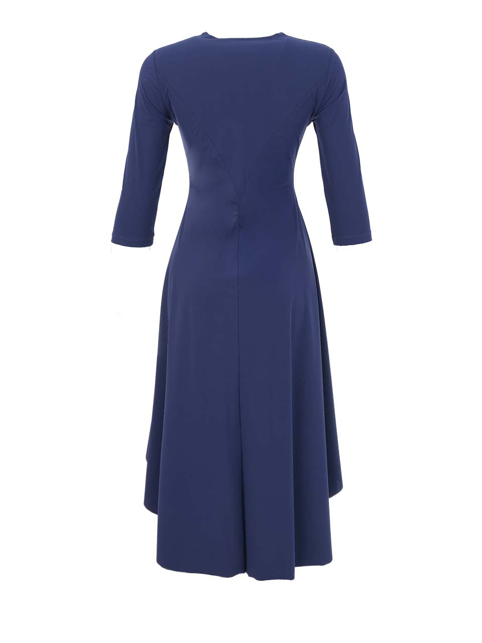 DC26143 Pacific Blue Eurojersey V-Neck 3/4 Sleeve Full Skirt Dress
