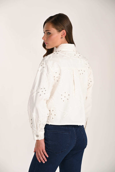 FL263600 Crystal Stud White Demin Jacket