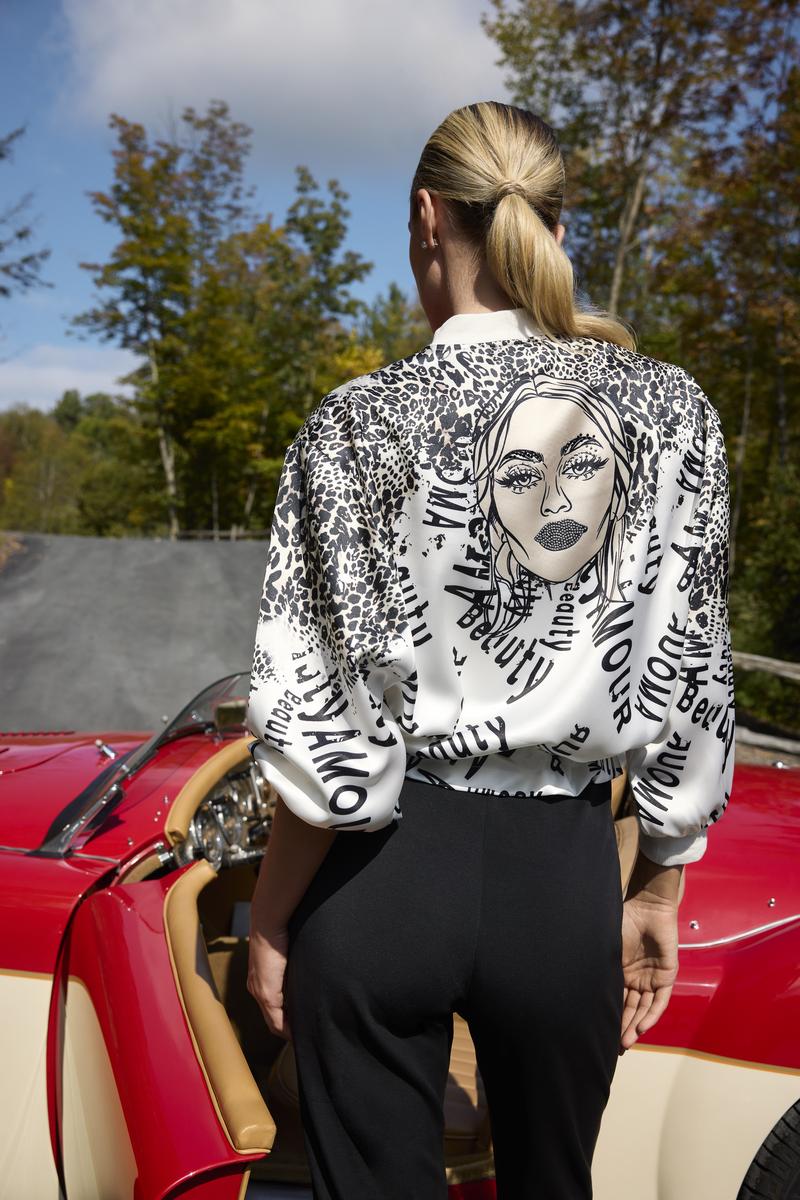 F261657 Cheetah Zip Tie Bomber Jacket