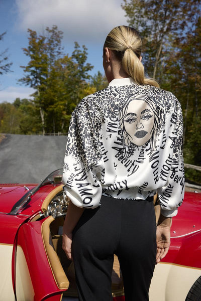 F261657 Cheetah Zip Tie Bomber Jacket