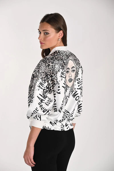 F261657 Cheetah Zip Tie Bomber Jacket