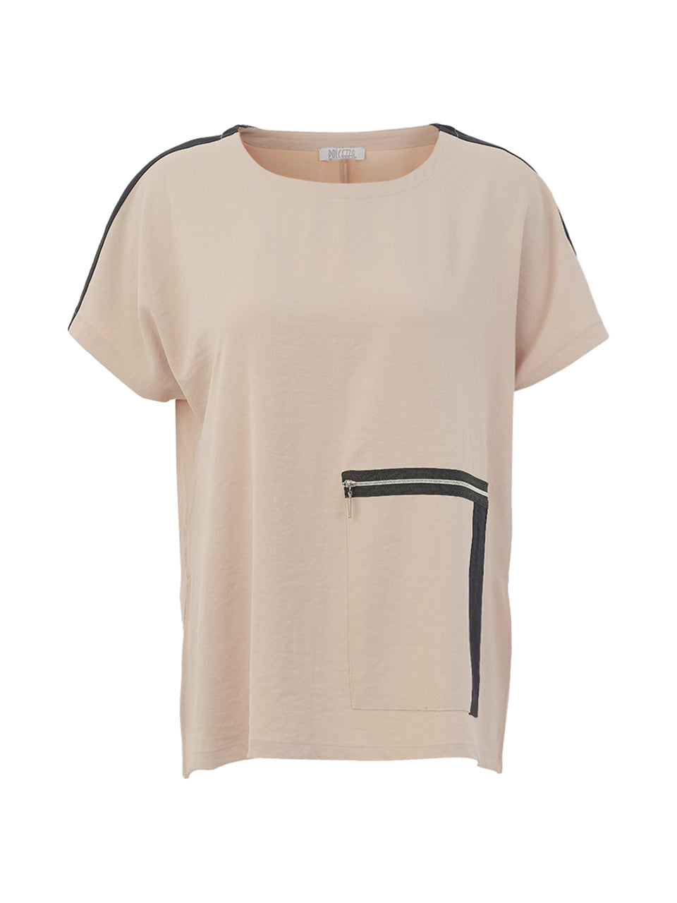 DC26185 SAND Sporty-chic Zip Trim Shell Top