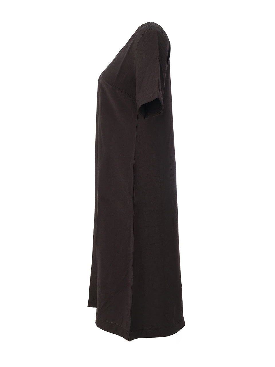 DC26188 BLACK V Neck Short Sleeve Plain Flutter Dress