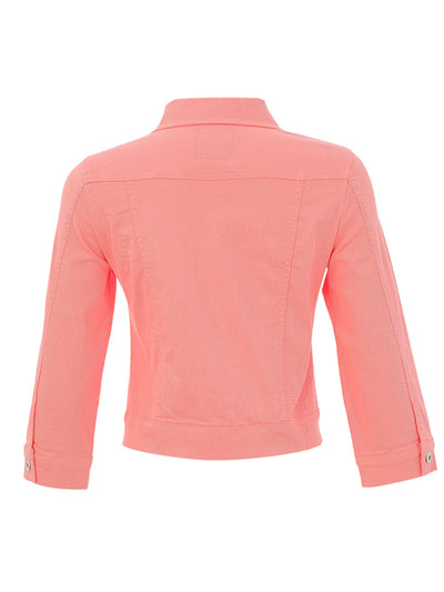 DC26210 CORAL Denim Style Jacket With Rhinestones