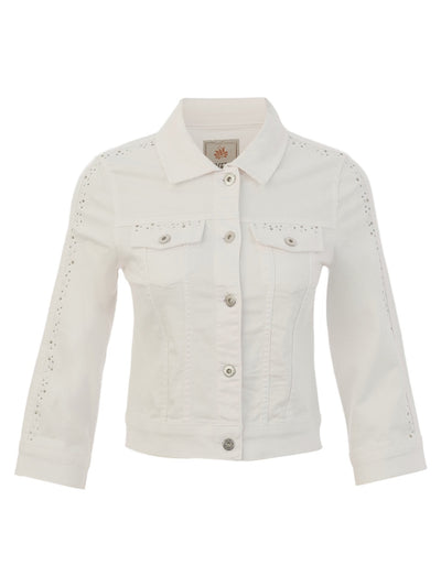 DC26210 WHITE Denim Style Jacket With Rhinestones