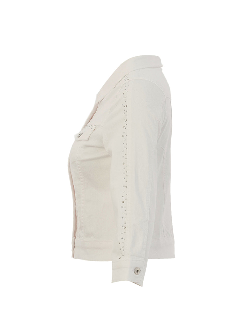 DC26210 WHITE Denim Style Jacket With Rhinestones