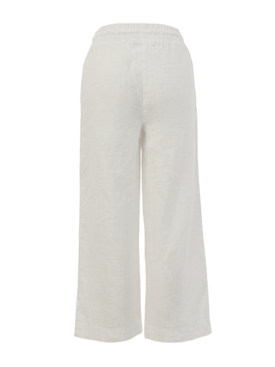 DC26224 WHITE Linen Wide Leg 7/8 Tie Pant
