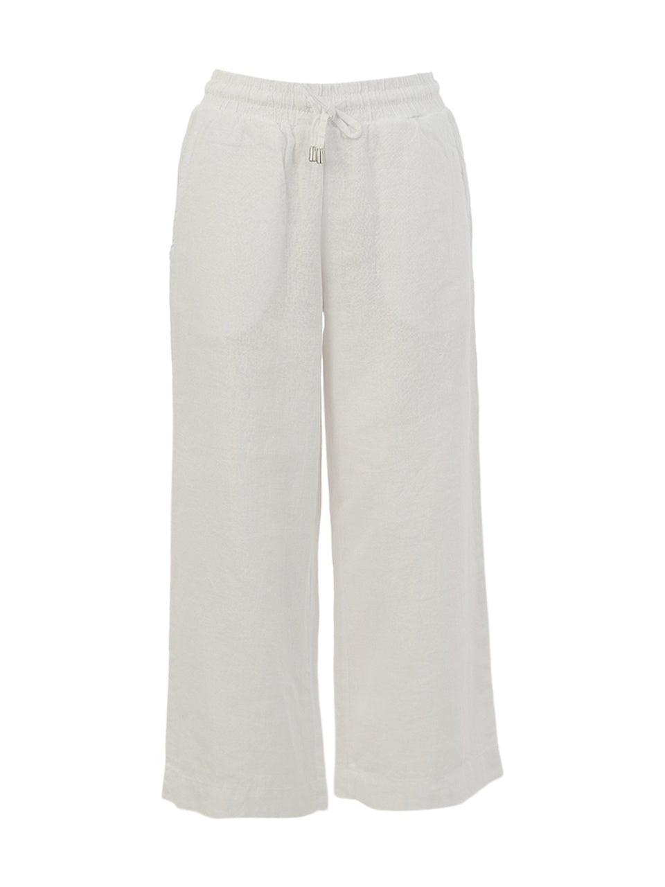 DC26224 WHITE Linen Wide Leg 7/8 Tie Pant