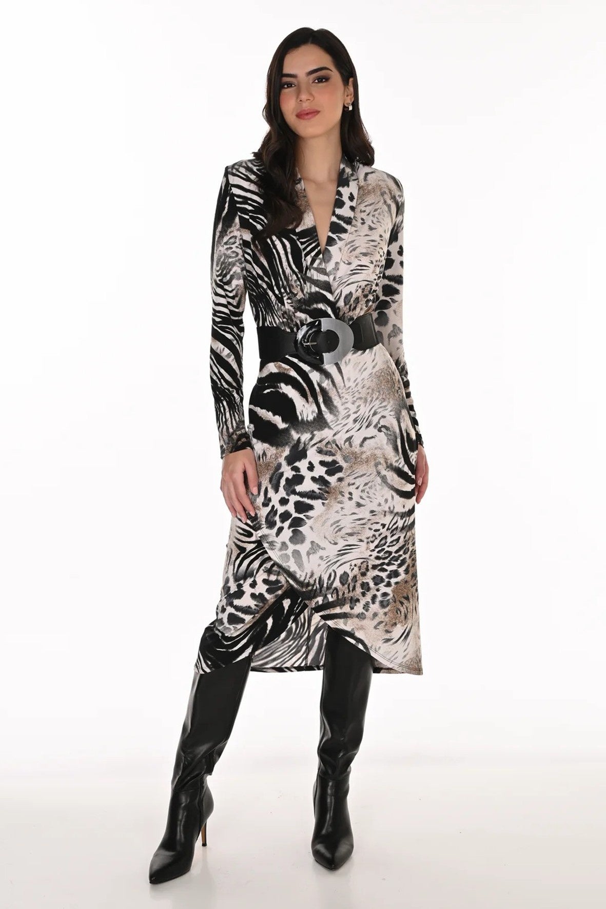 FL263369 Savanna Print Euro Knit Dress