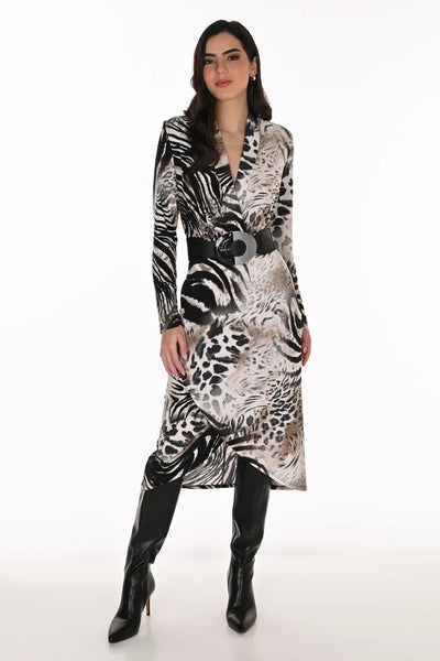 FL263369 Savanna Print Euro Knit Dress