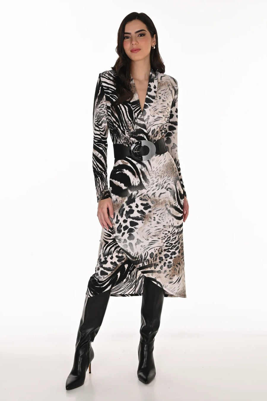 FL263369 Savanna Print Euro Knit Dress