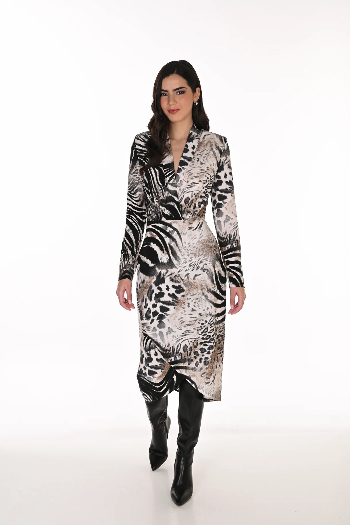 FL263369 Savanna Print Euro Knit Dress