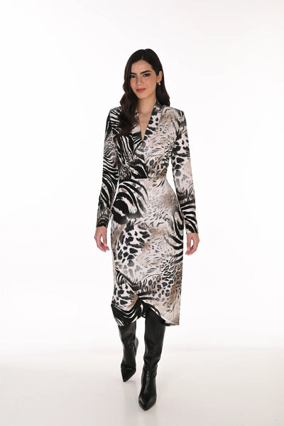 FL263369 Savanna Print Euro Knit Dress