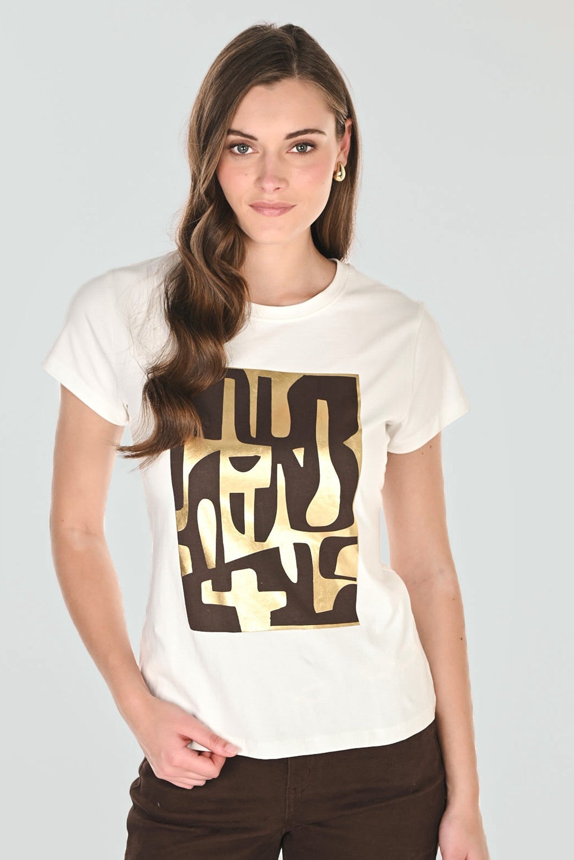 FL263717 Retro 70's Gold Print Tee
