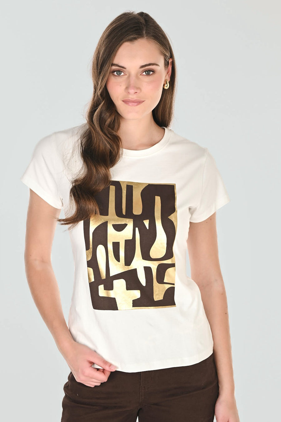 FL263717 Retro 70's Gold Print Tee