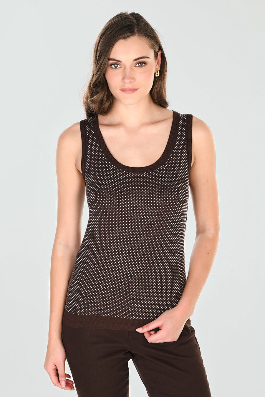 FL263718 MOCHA Shimmer Stud Singlet