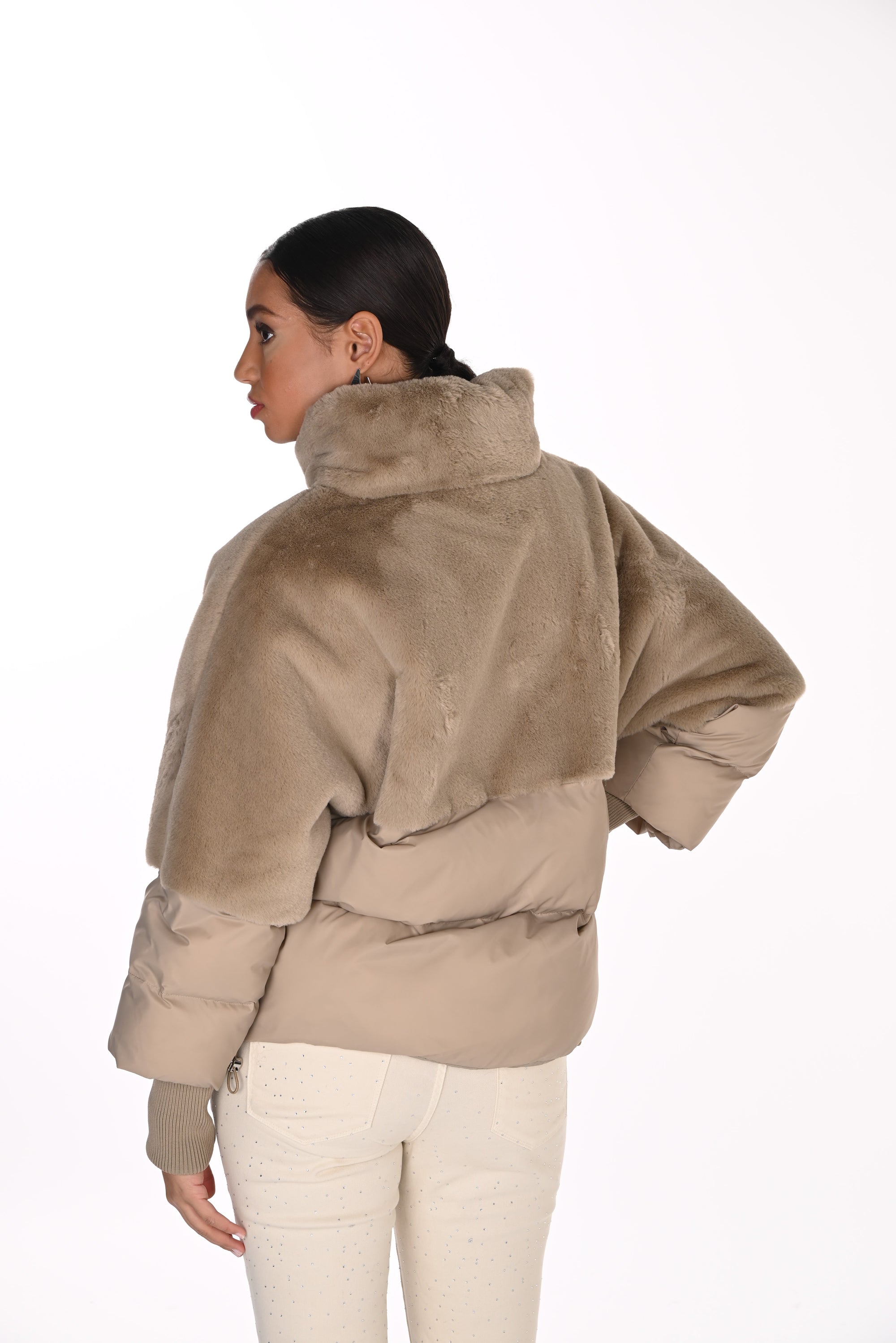 FL263737 Fur & Quilt, Rib Cuff Weekend Puffer Jacket